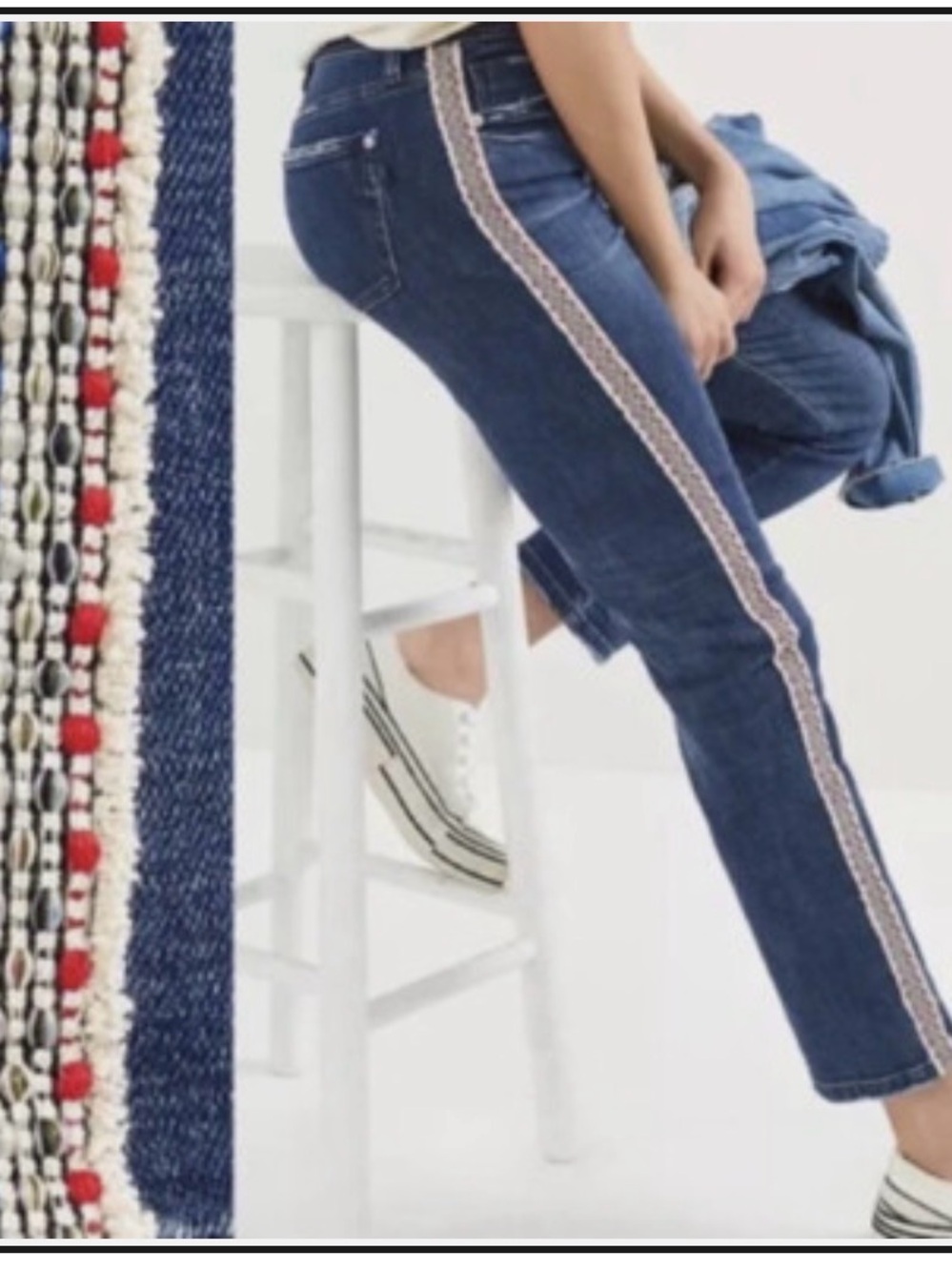 Anthropologie Pilcro Slim Boyfriend Jeans with Embroidered Side Stripe w27